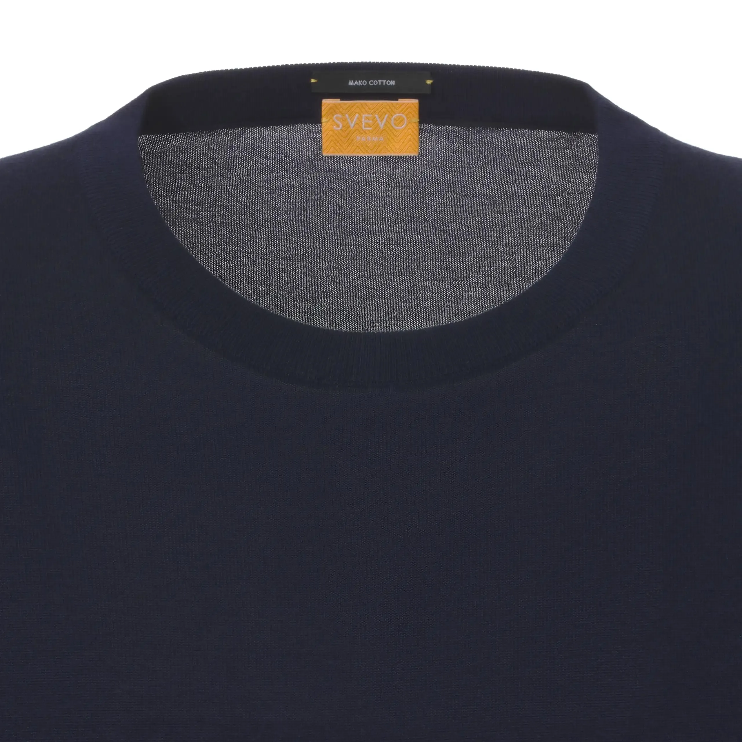 Crew-Neck Navy Blue Cotton T-Shirt