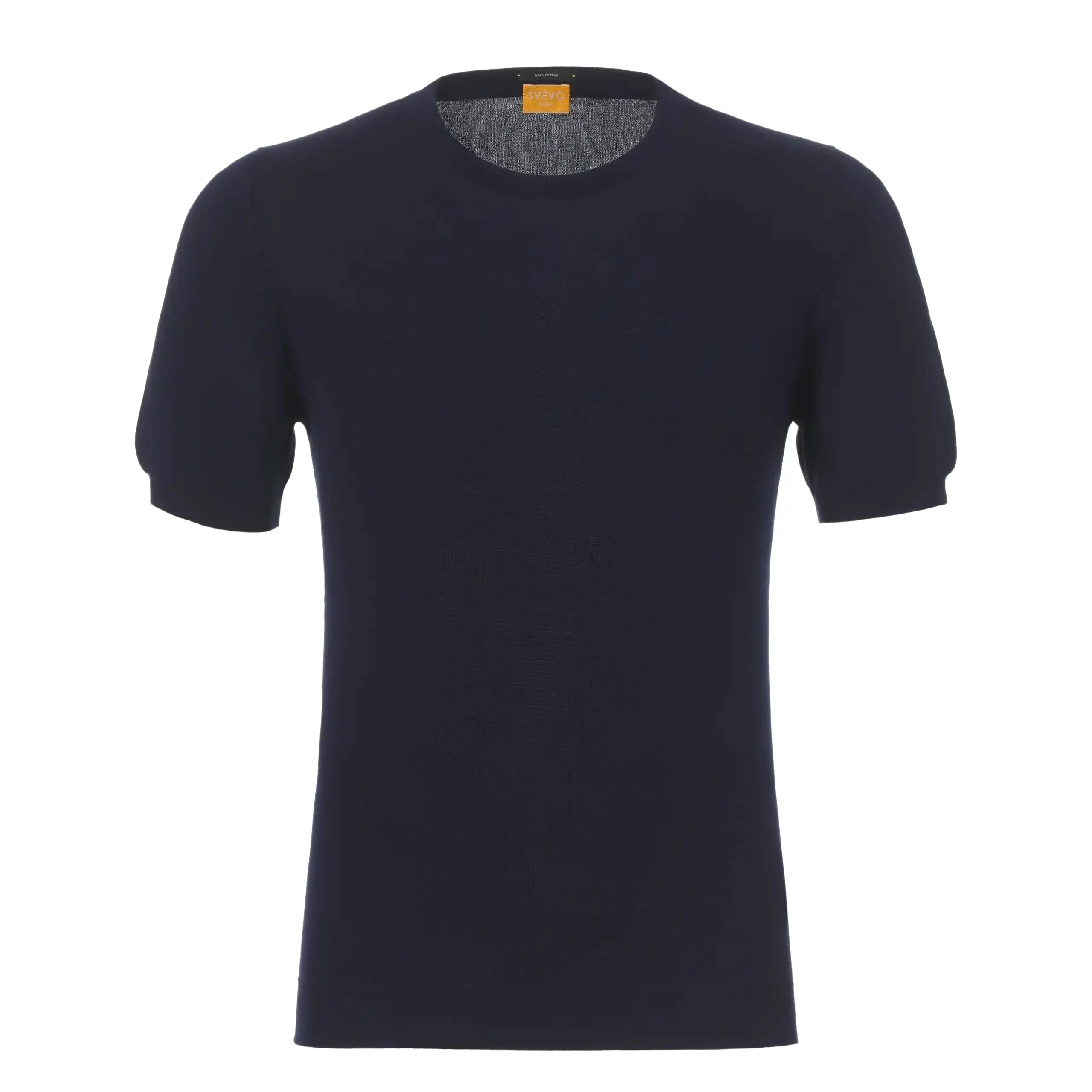 Crew-Neck Navy Blue Cotton T-Shirt