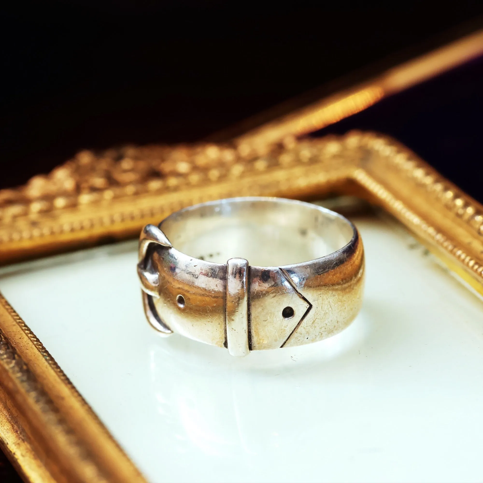 Date 1892 Victorian Silver Buckle Wedding Band