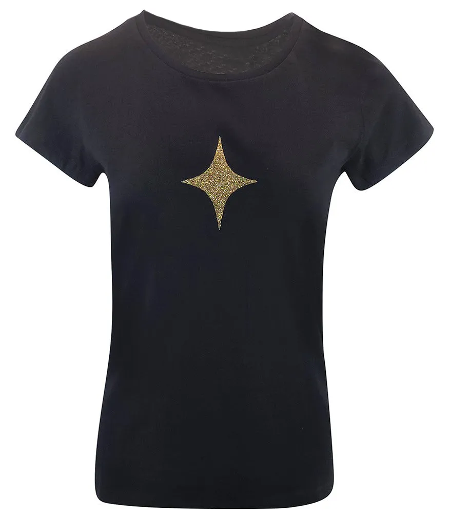 Designing Hollywood  X Madison Maison™ Cotton Black Star Lady T Shirt