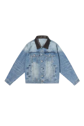 Embossed Collar Denim Jacket