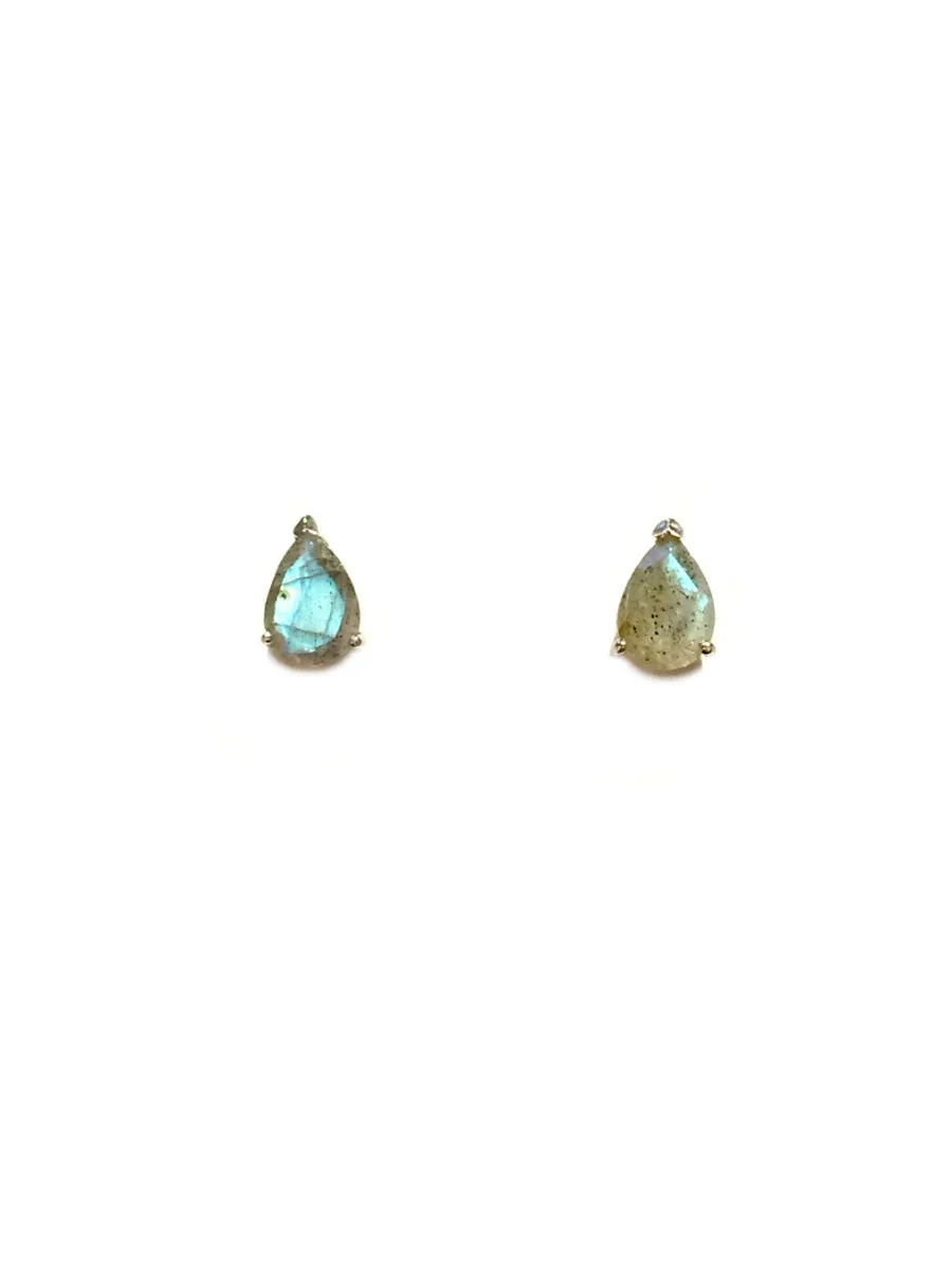 Faceted Gemstone Teardrop Posts