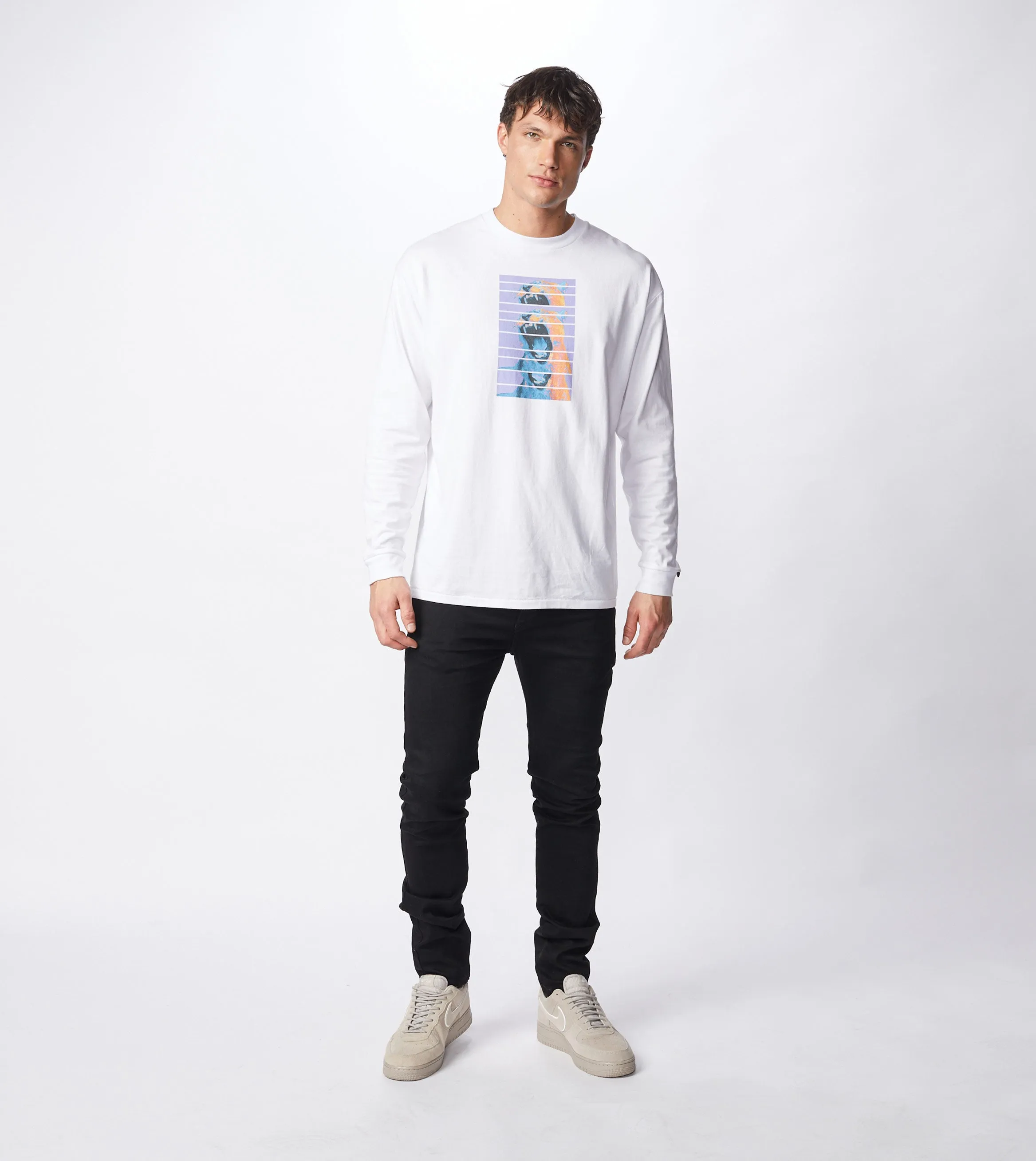 Fangs Box LS Tee White