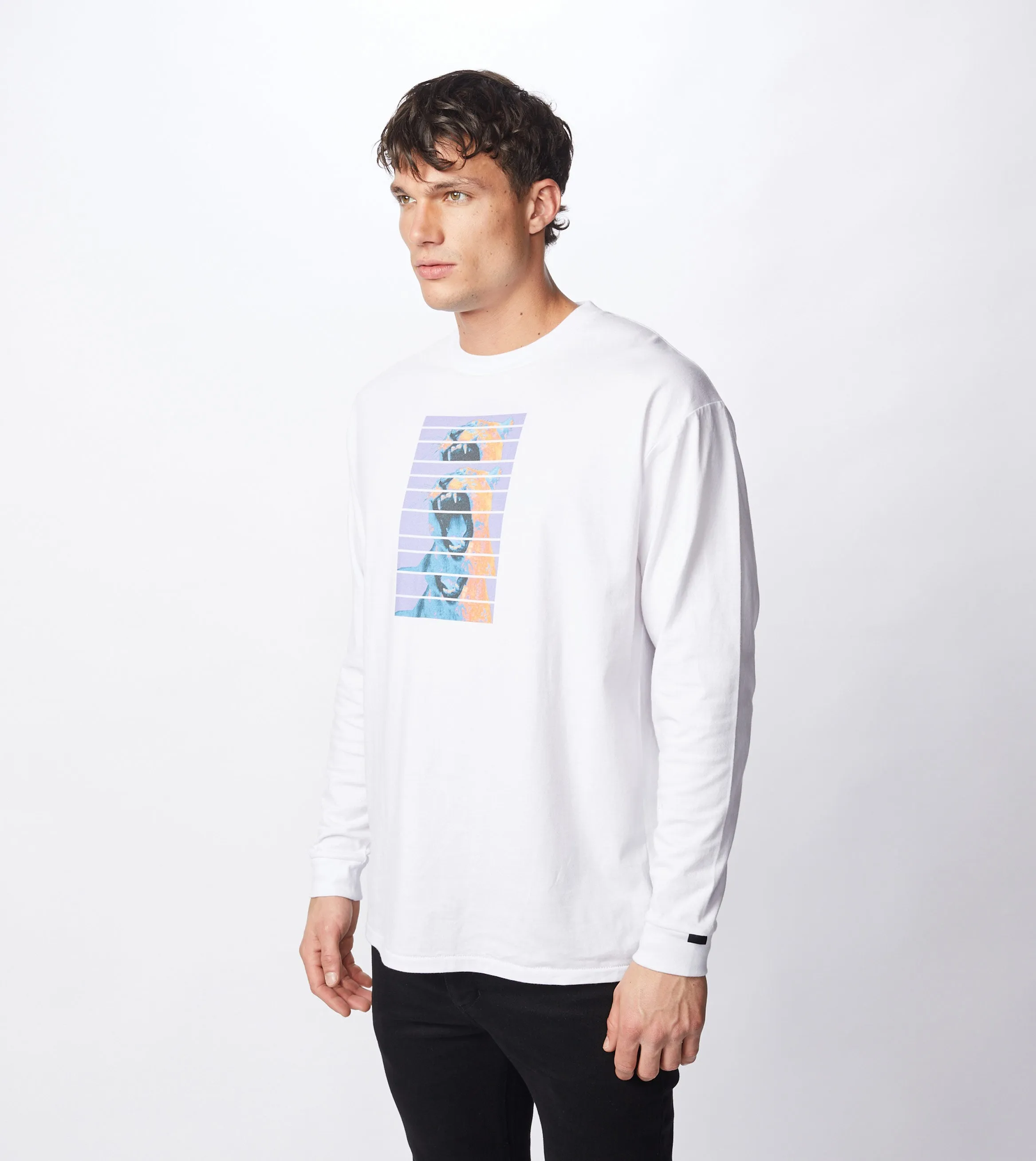 Fangs Box LS Tee White