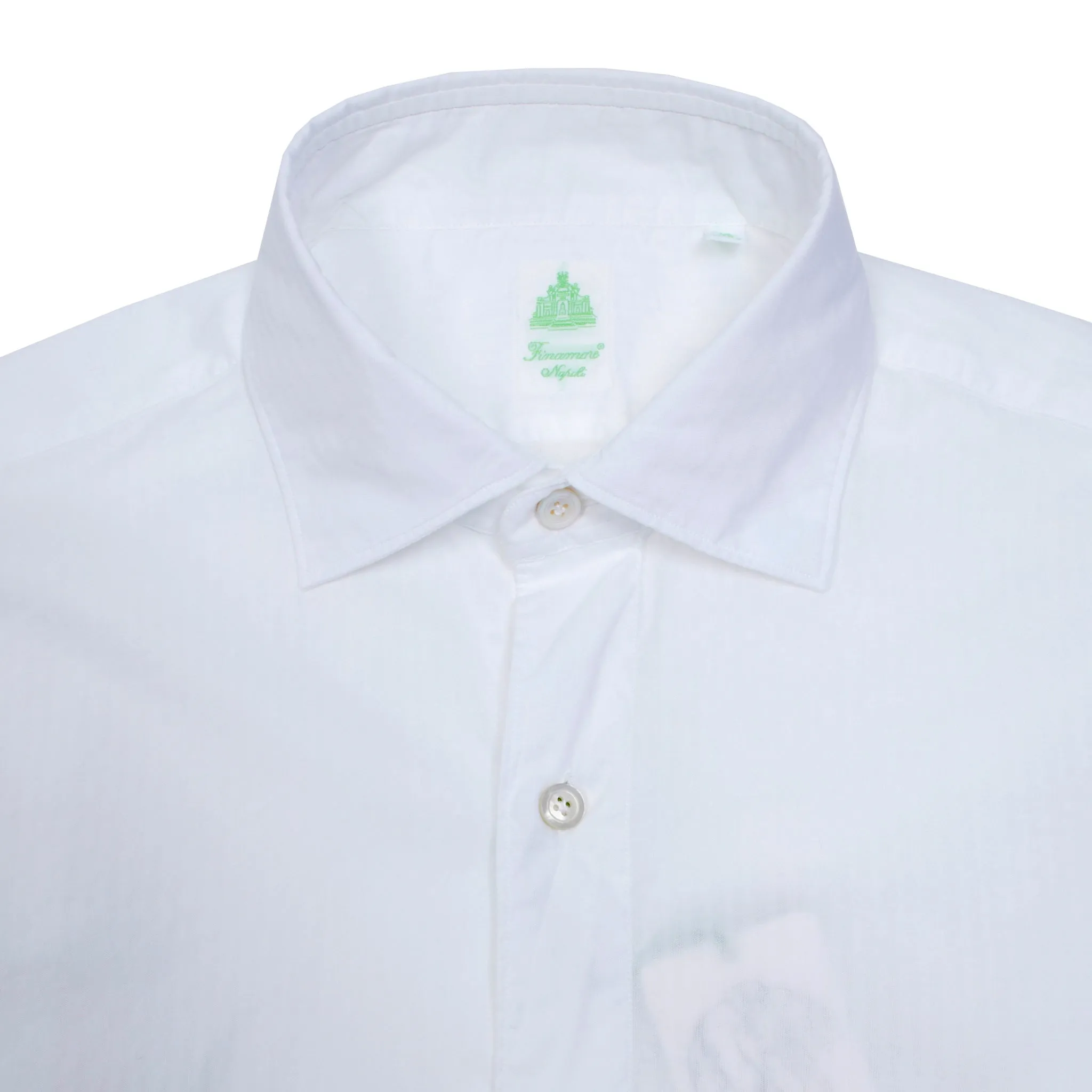 Finamore Tokyo Luigi Shirt in White Herringbone