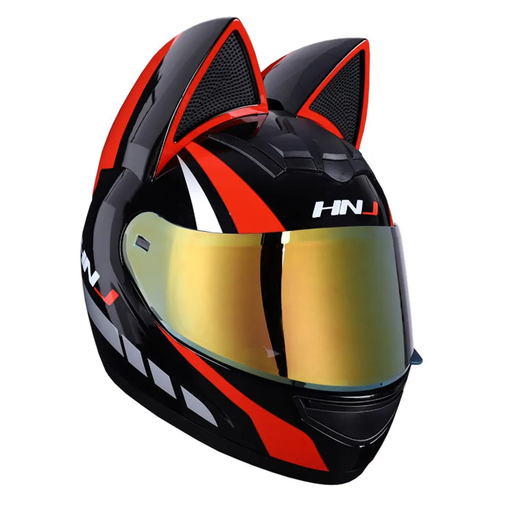 Full Face Motorcycle Helmet Cat Ears