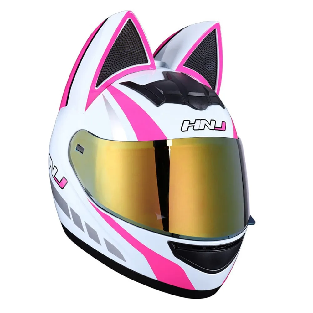 Full Face Motorcycle Helmet Cat Ears