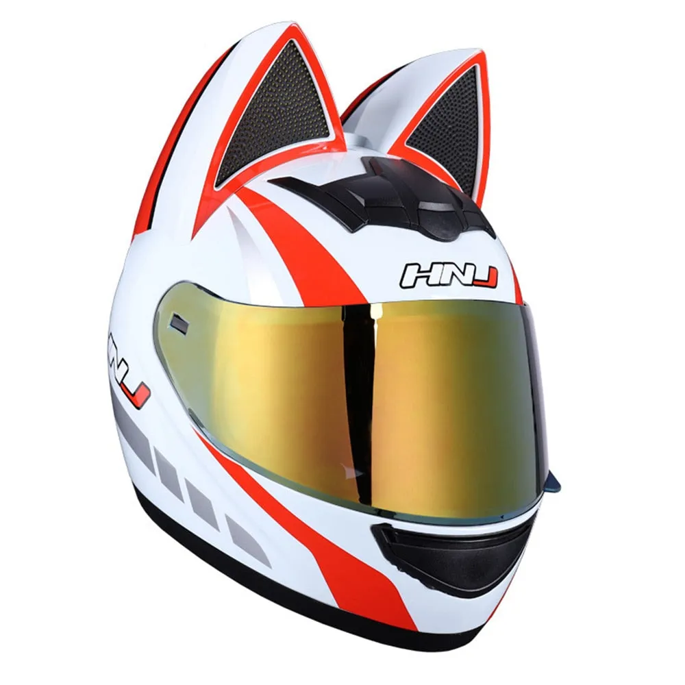 Full Face Motorcycle Helmet Cat Ears