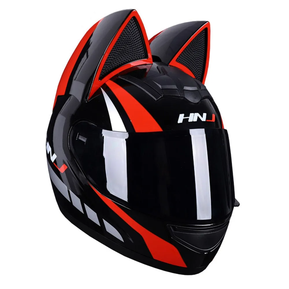 Full Face Motorcycle Helmet Cat Ears