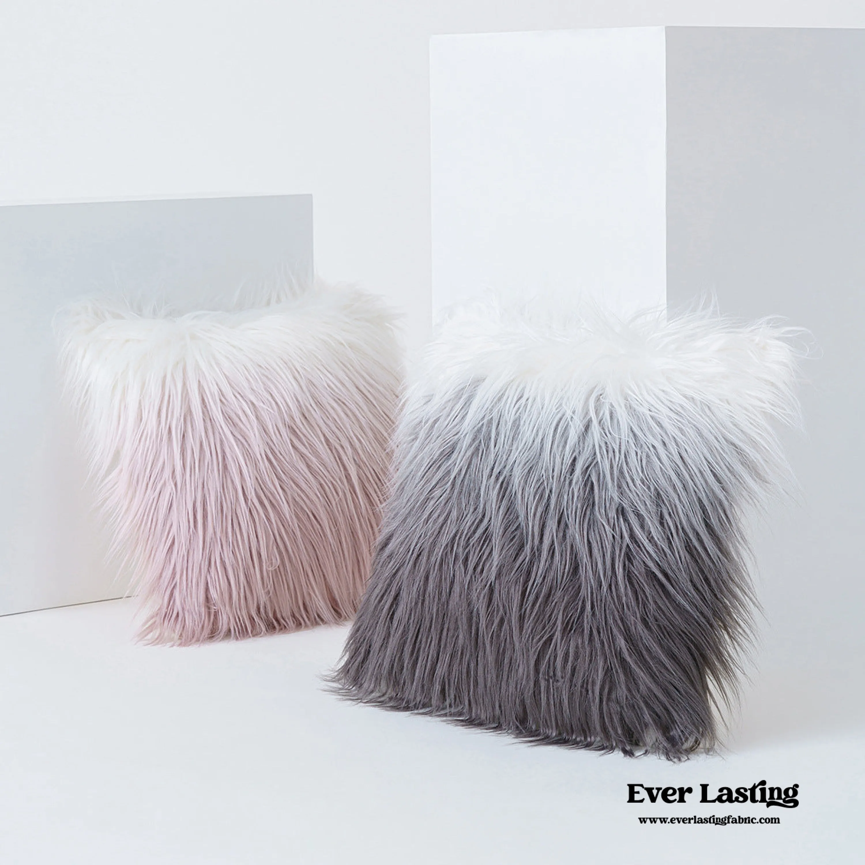 Furry Pillow Cover & Cushion / White