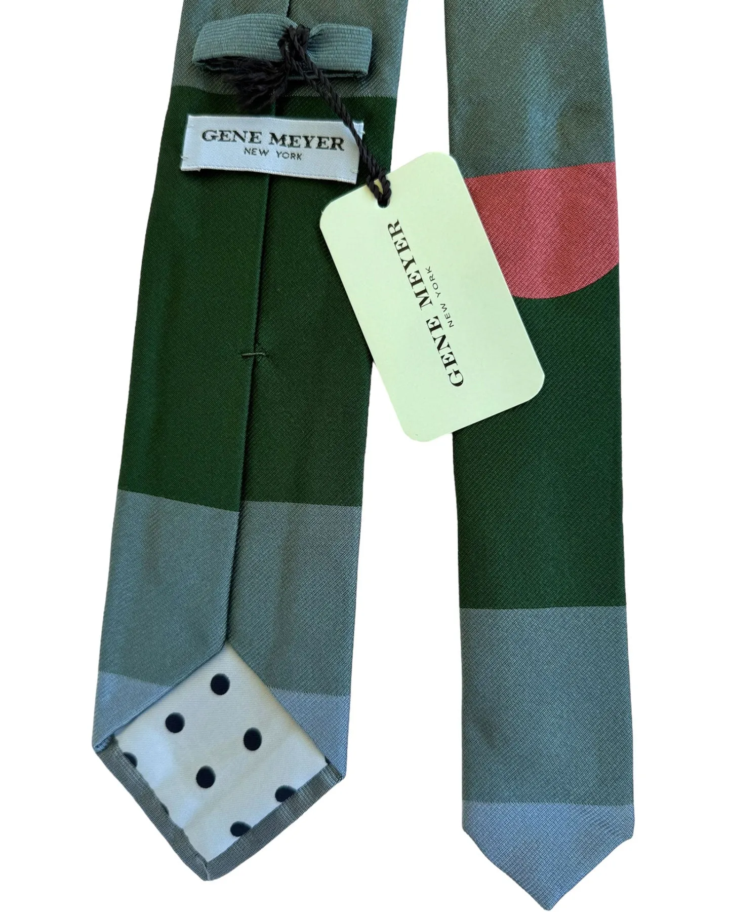 Gene Meyer Tie Blue Dark Green Design - Hand Made in Italy