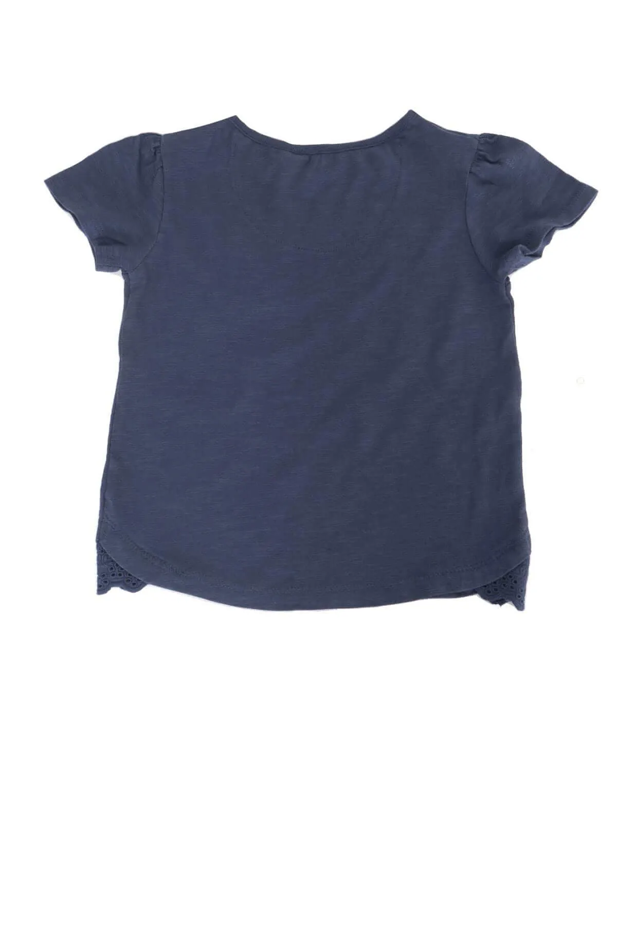 Girls Dark Blue Short Sleeve Cotton Jersey Casual Tops