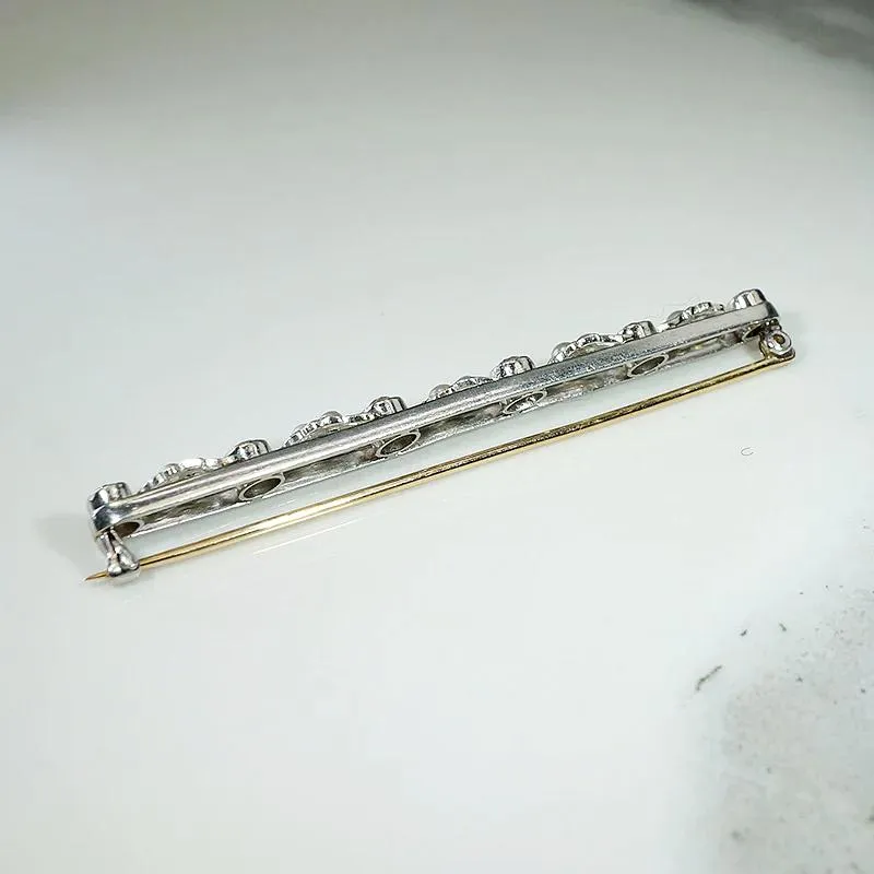 Grand Old Mine Diamond & Pearl Bar Pin