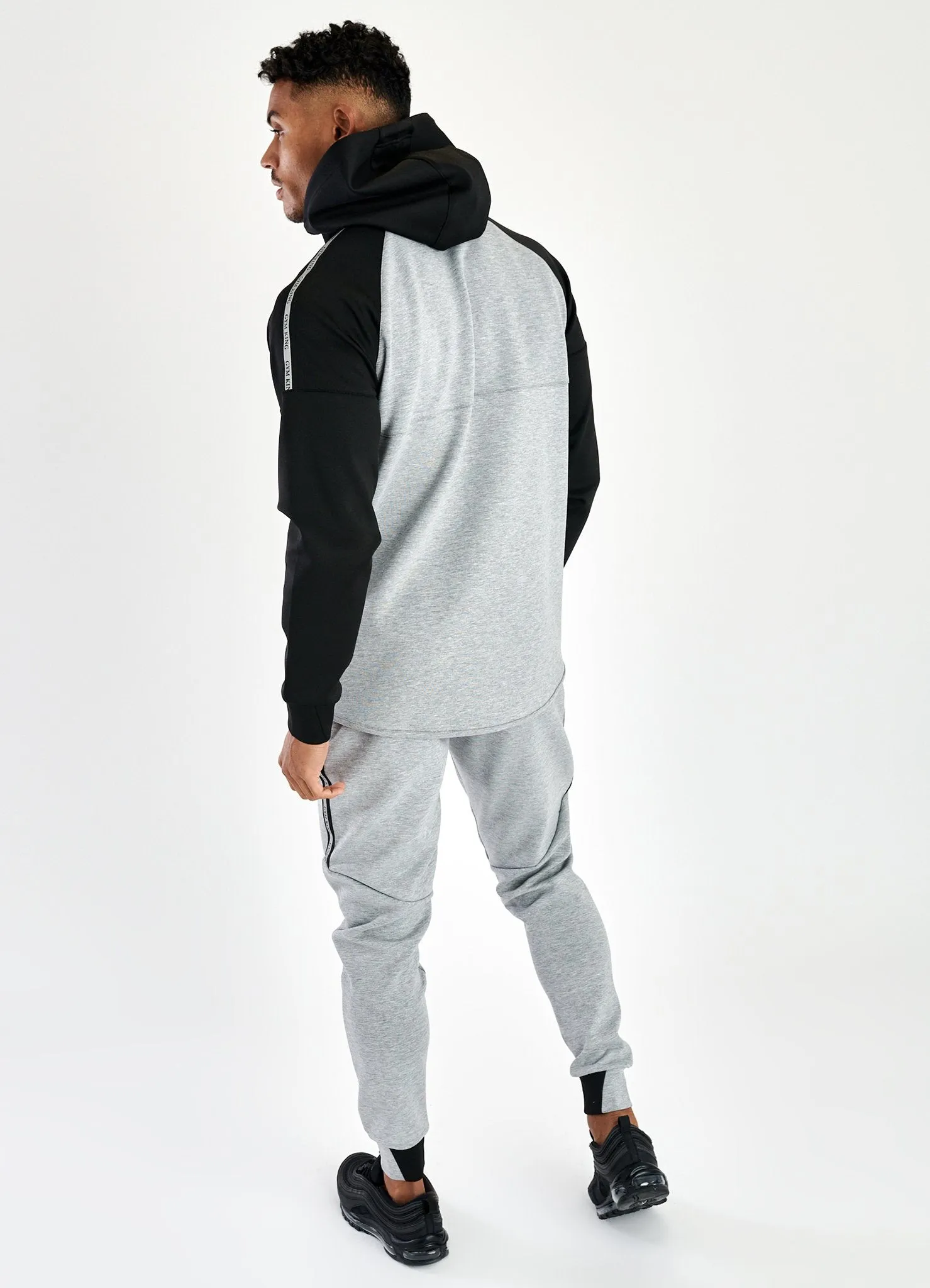 Gym King Lombardi Reflective Poly Tracksuit Top - Grey Marl/Black