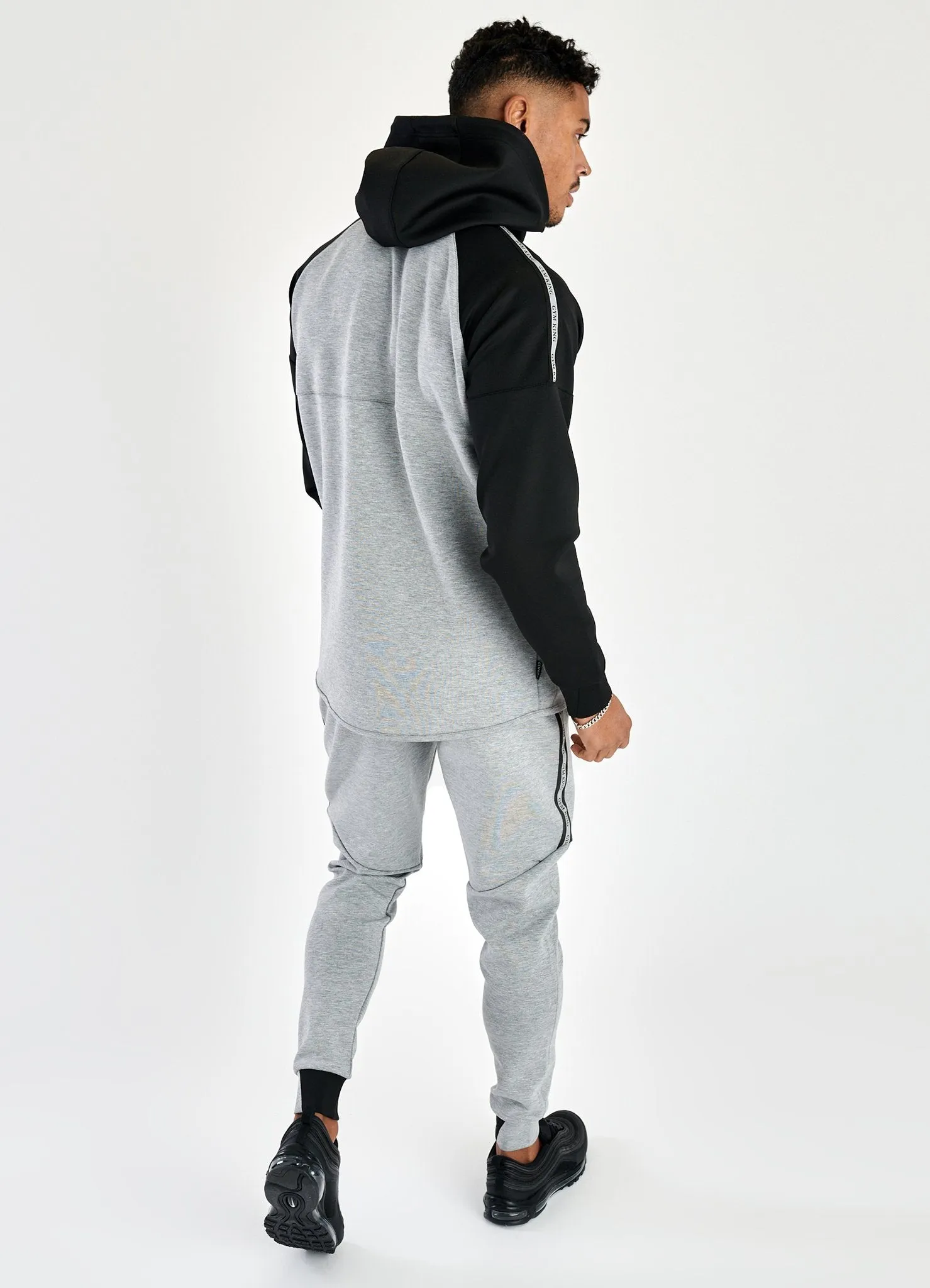 Gym King Lombardi Reflective Poly Tracksuit Top - Grey Marl/Black