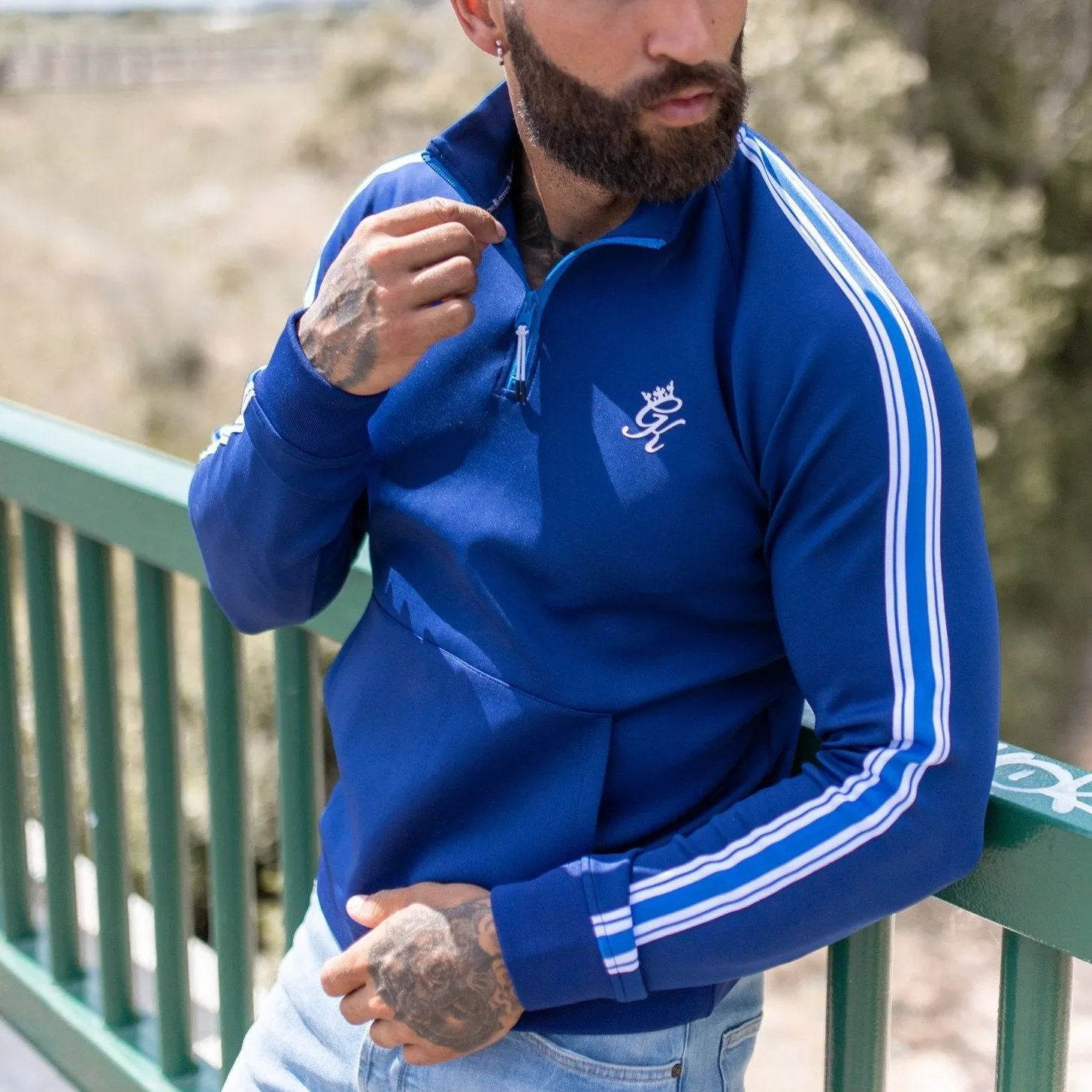 Gym King Marshall Poly Taped Funnel Neck Top - Blue Depths