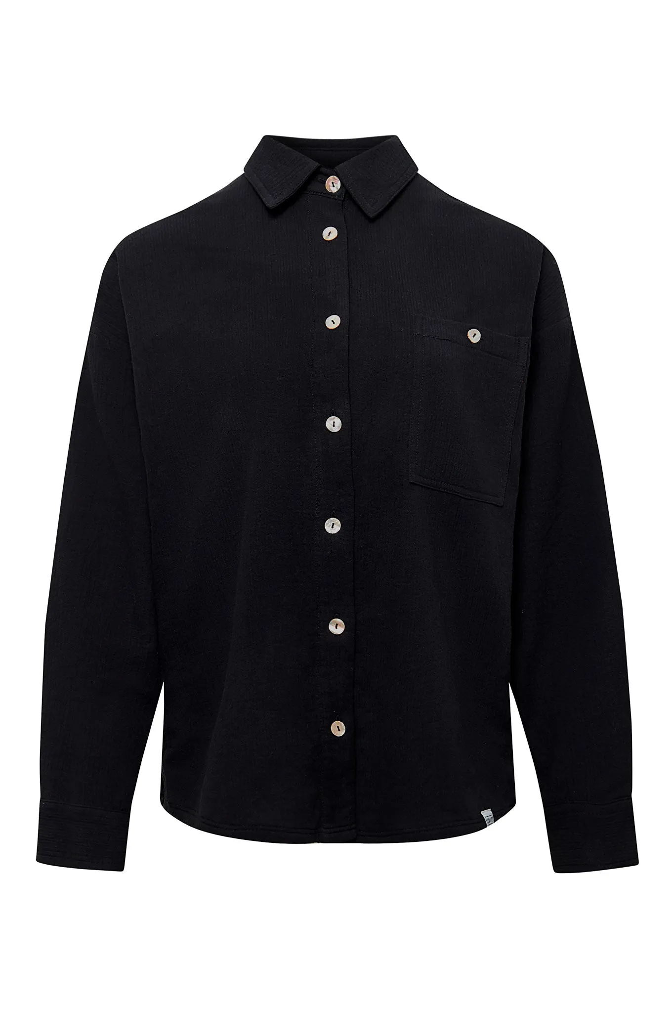 HANAKO - Organic Cotton Seersucker Shirt Black