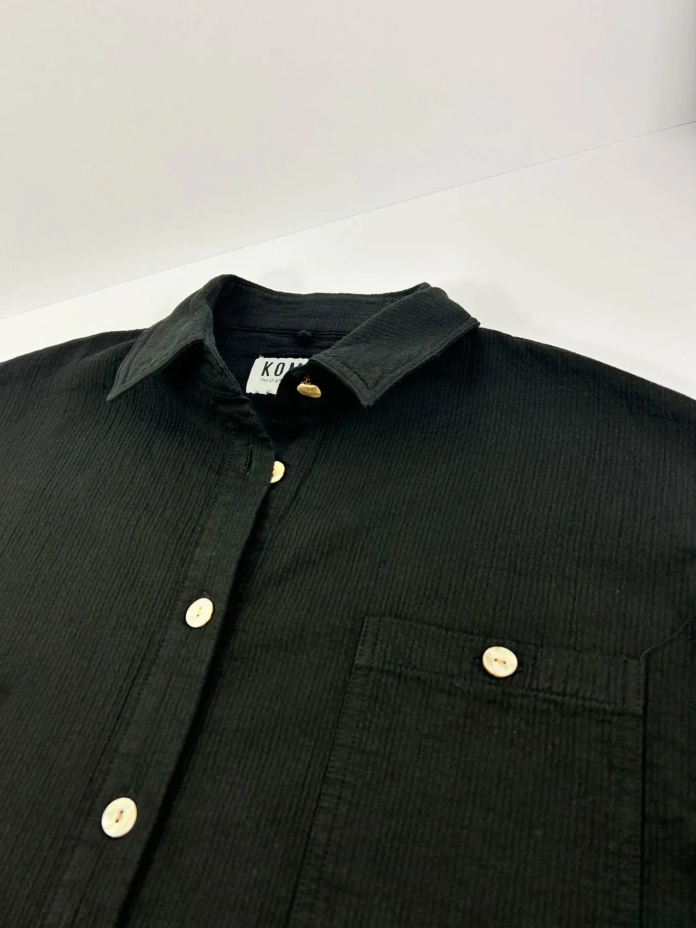 HANAKO - Organic Cotton Seersucker Shirt Black