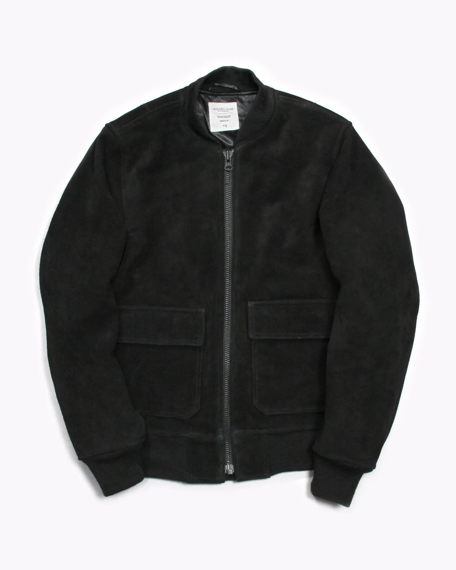 Heavy Suede Bomber Jacket - Black