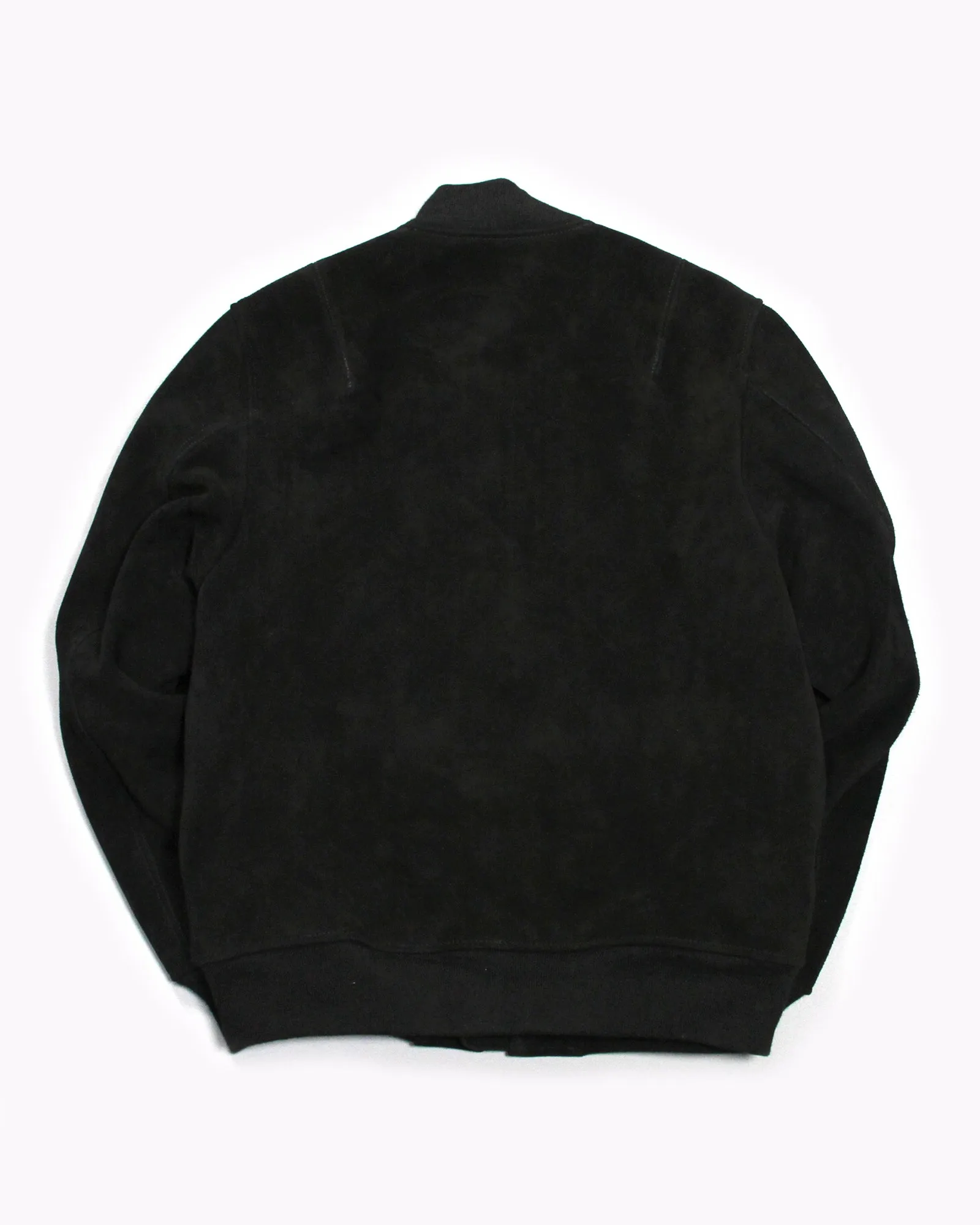 Heavy Suede Bomber Jacket - Black