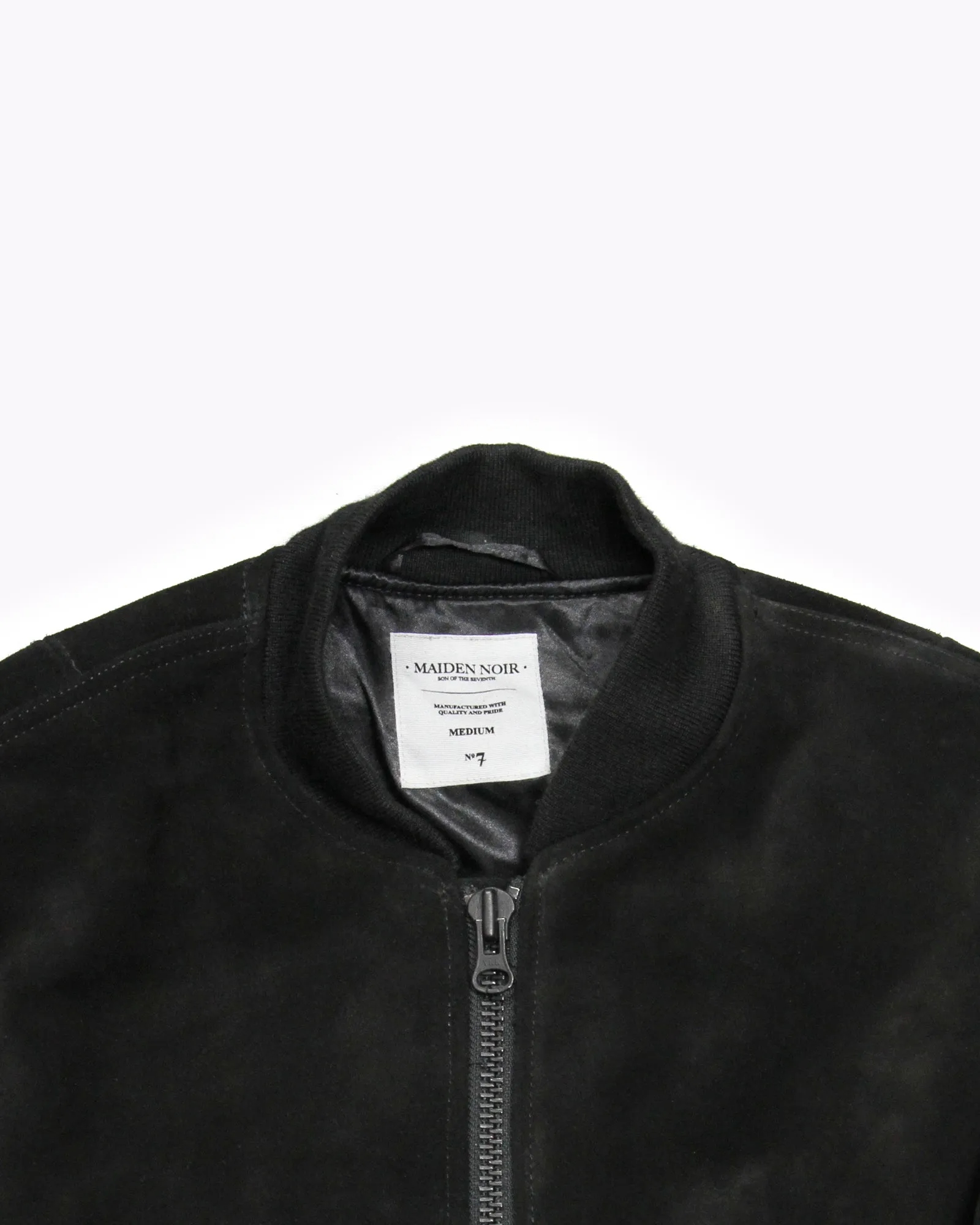 Heavy Suede Bomber Jacket - Black