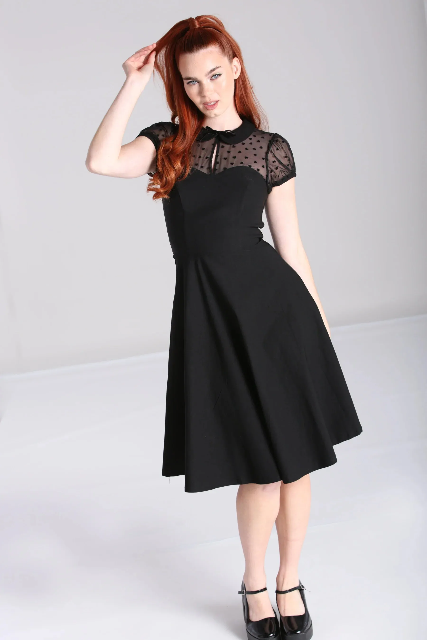 Hell Bunny Columbina Swing Stretch Dress with Peter Pan Collar