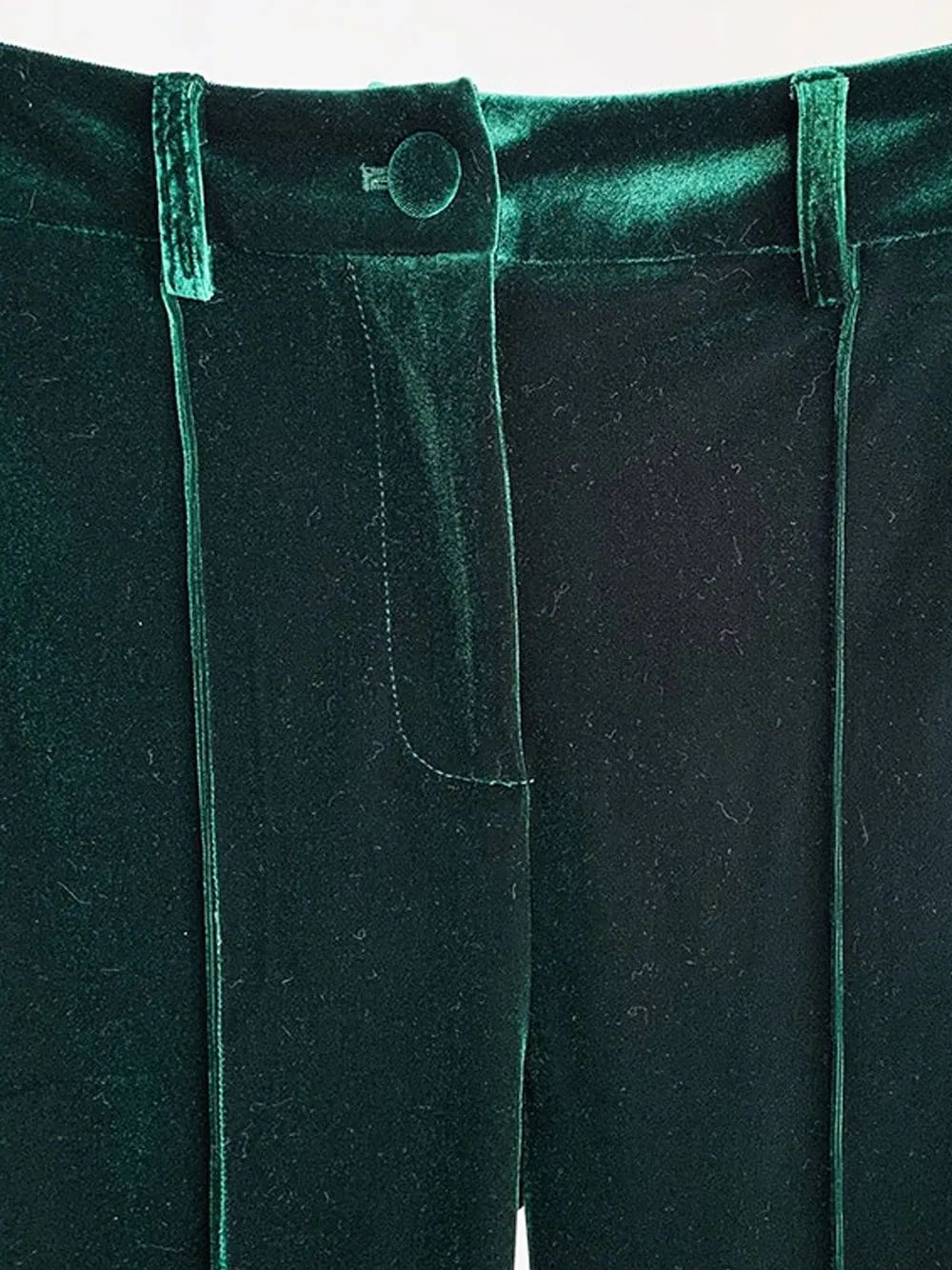 HINIYA Velvet Blazer & Flared Pants Set in Green