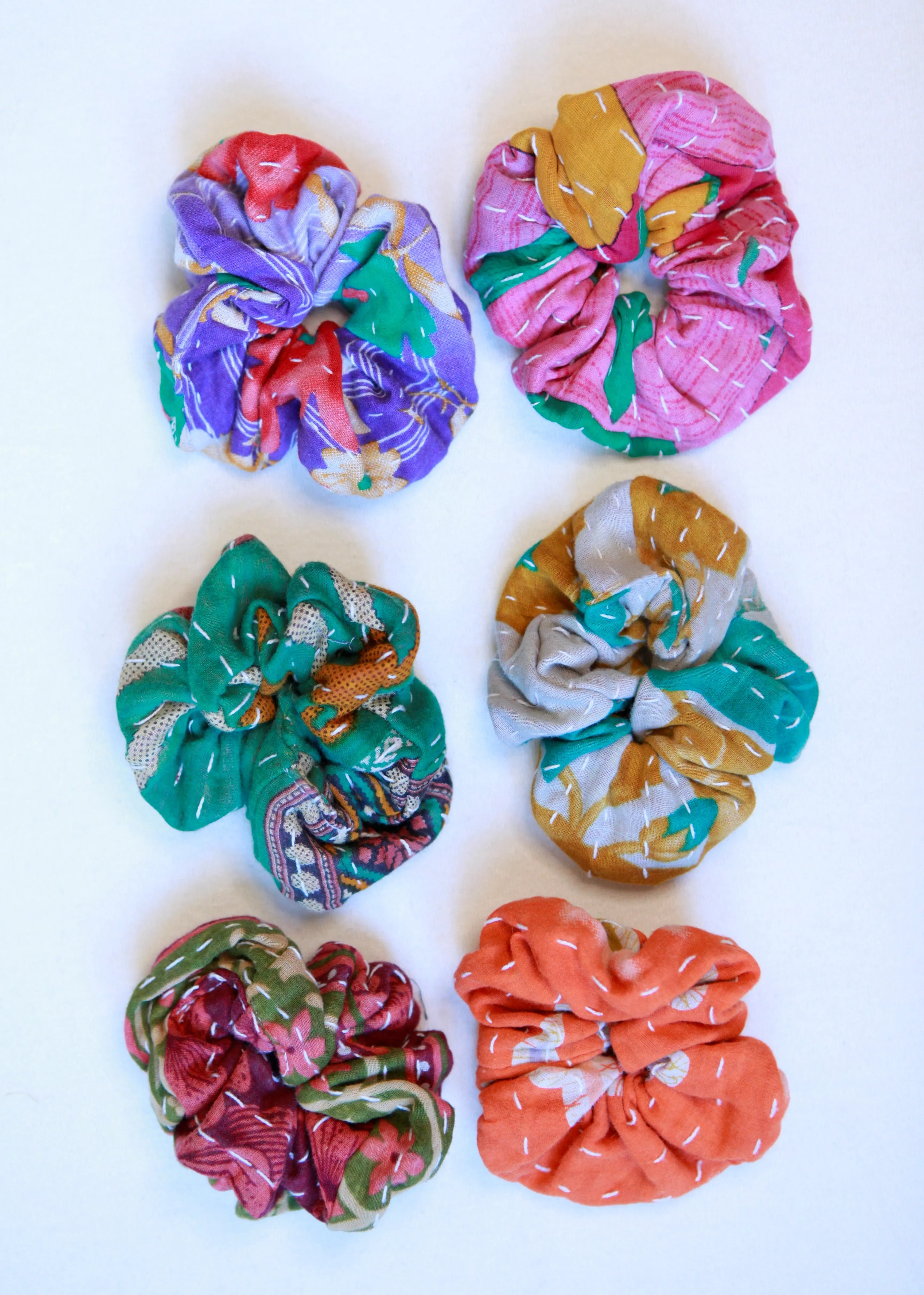 Kantha Quilt Scrunchies