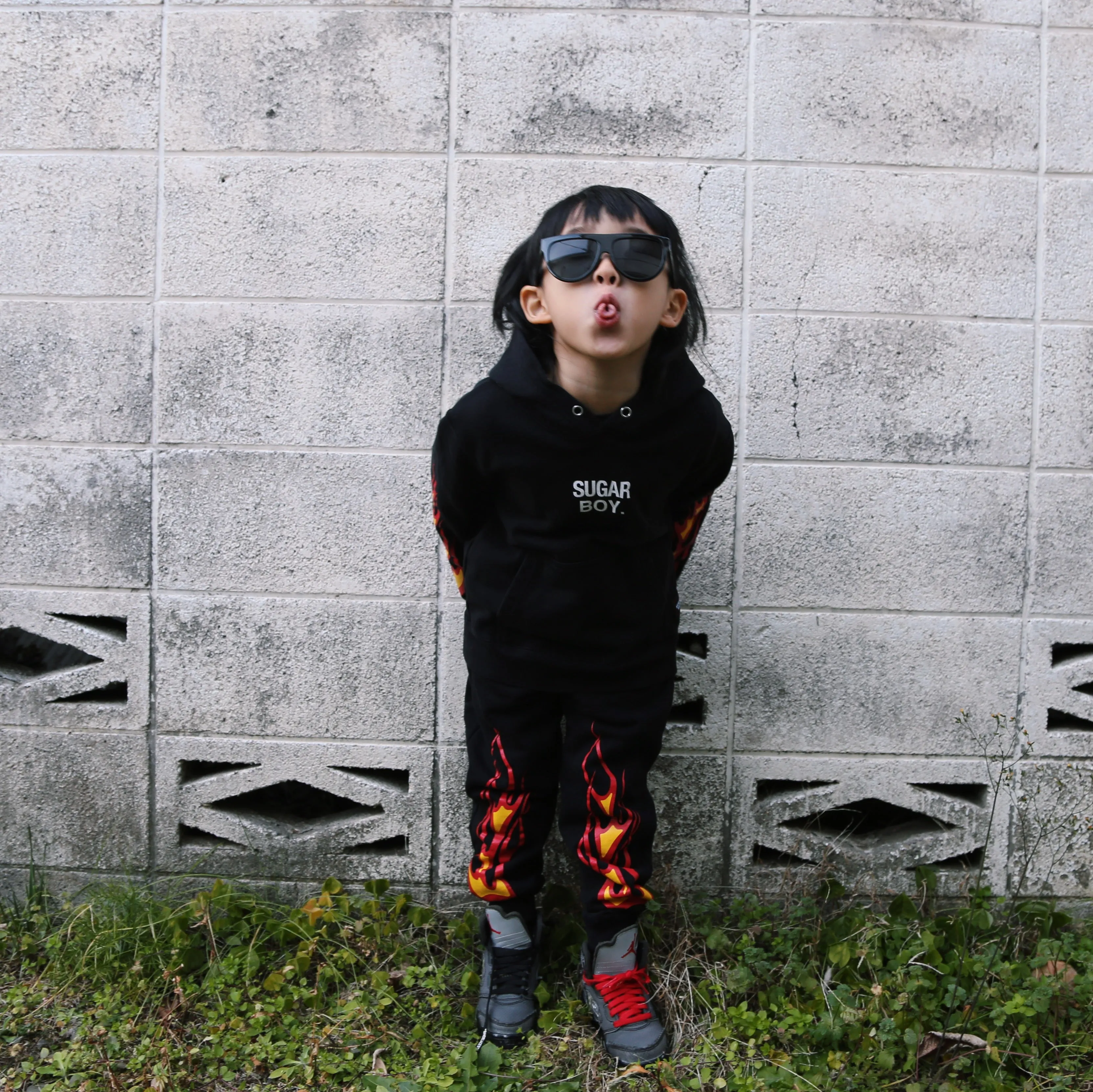 【KIDS】SUGAR BOY FLAME SWEAT PANTS (BLACK)