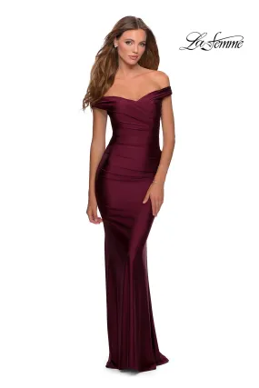 La Femme 28450 Off The Shoulder Sweetheart Rouched Fitted Gown