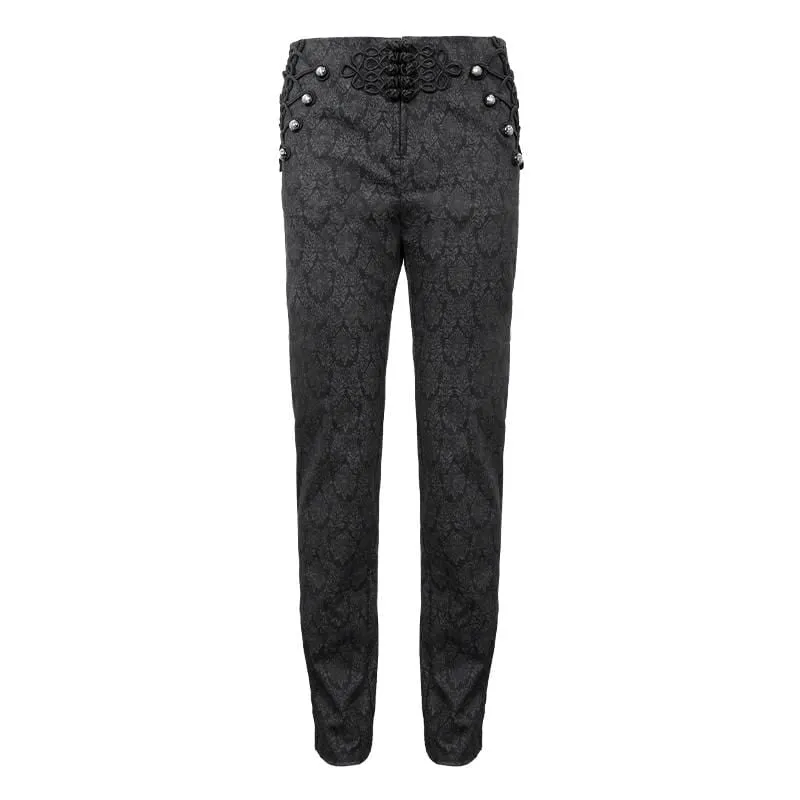 Men's Gothic Chinese Button Jacquard Pants