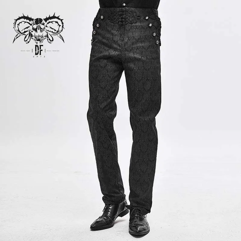 Men's Gothic Chinese Button Jacquard Pants