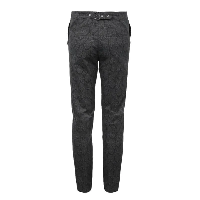 Men's Gothic Chinese Button Jacquard Pants