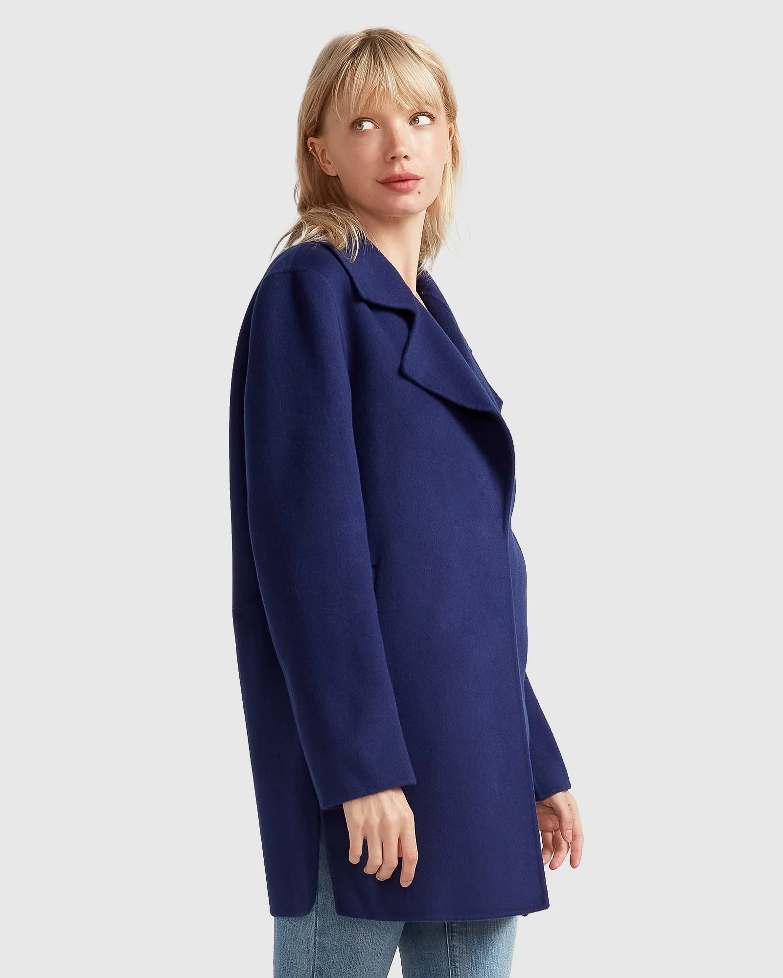 NEW FIT Ex-Boyfriend Wool Blend Oversized Jacket - Midnight Blue