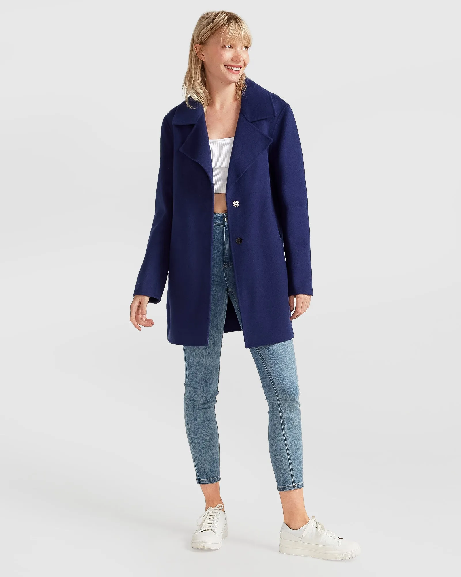 NEW FIT Ex-Boyfriend Wool Blend Oversized Jacket - Midnight Blue