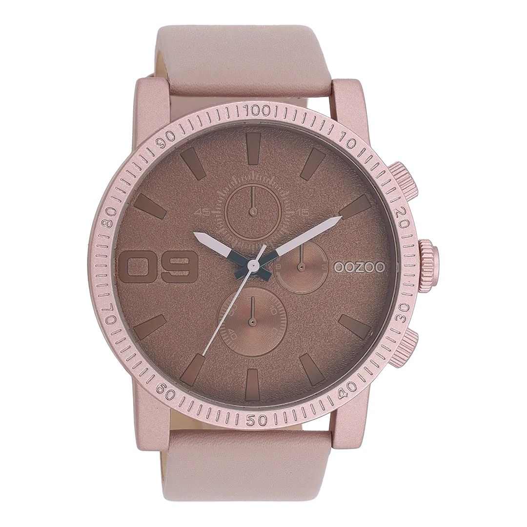 Pink grey OOZOO watch with pink grey leather strap - C11218