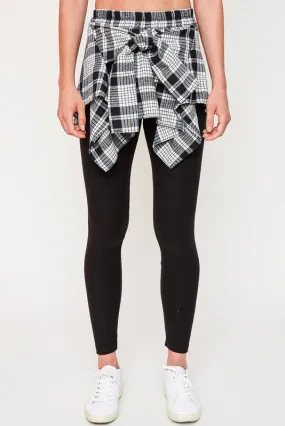 PLAID TIE OVER LEGGINGS