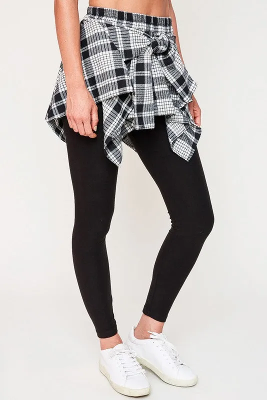 PLAID TIE OVER LEGGINGS