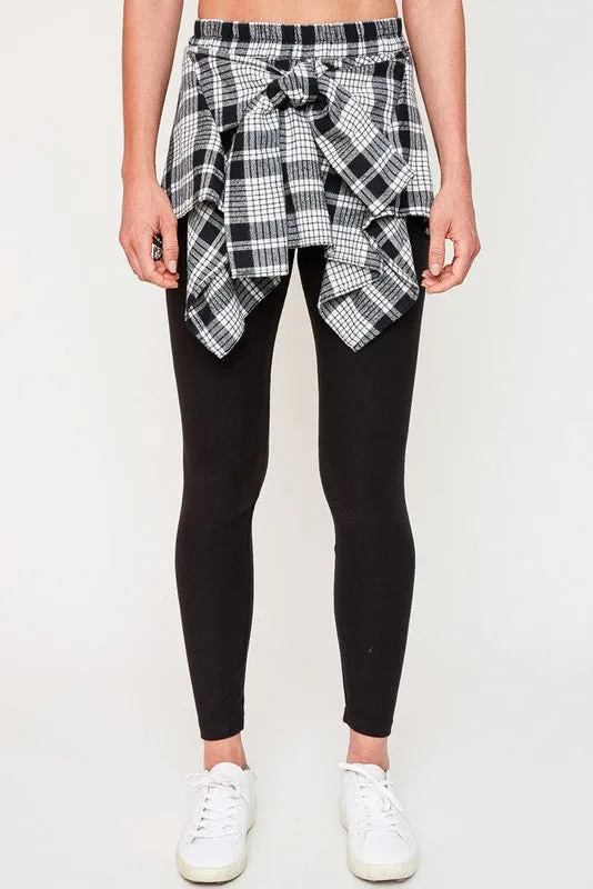 PLAID TIE OVER LEGGINGS