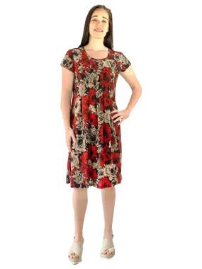 Pleat Front Midnight Roses Dress