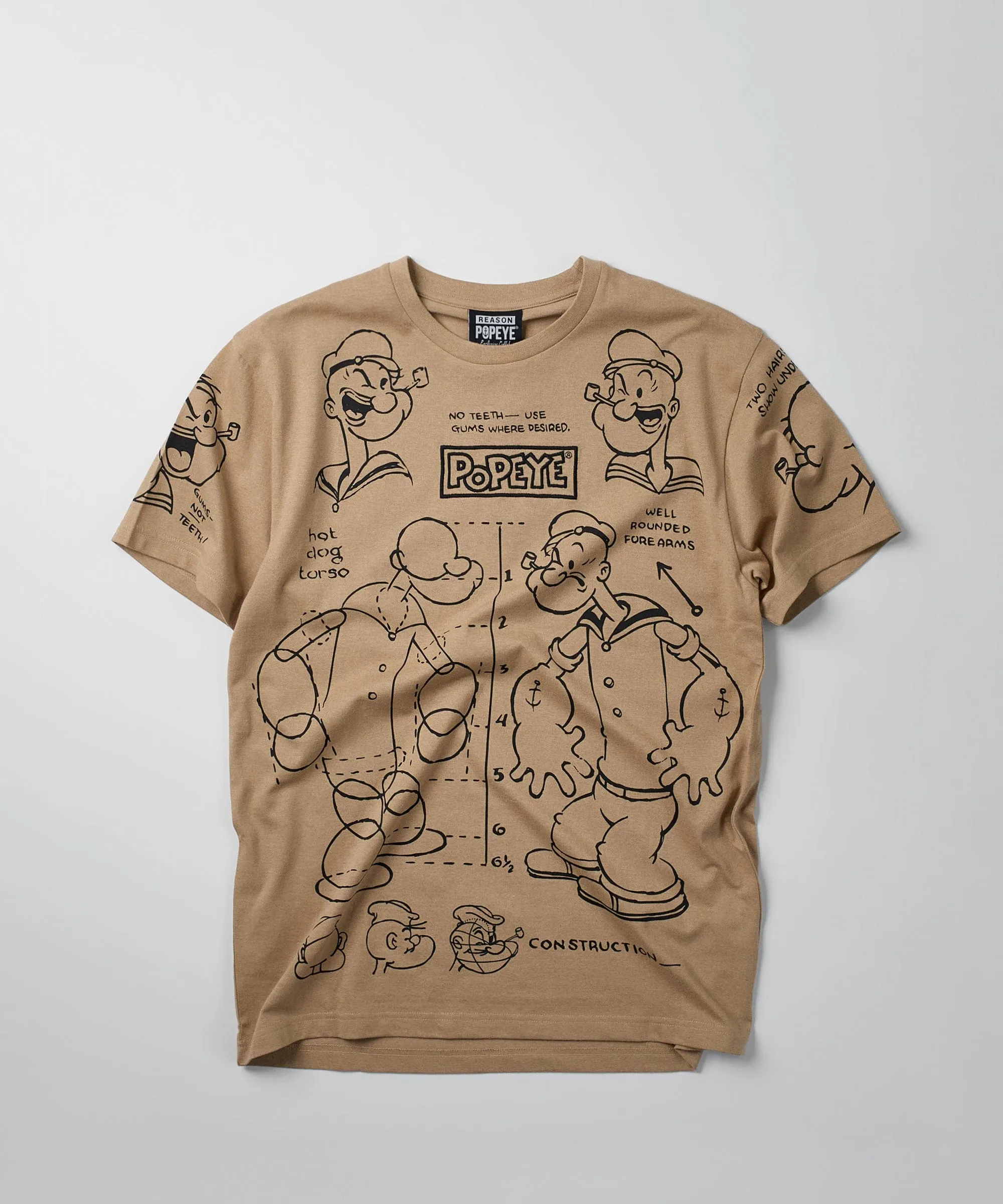 Popeye Construction Embroidered Short Sleeve Tee - Khaki