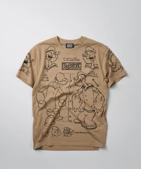 Popeye Construction Embroidered Short Sleeve Tee - Khaki