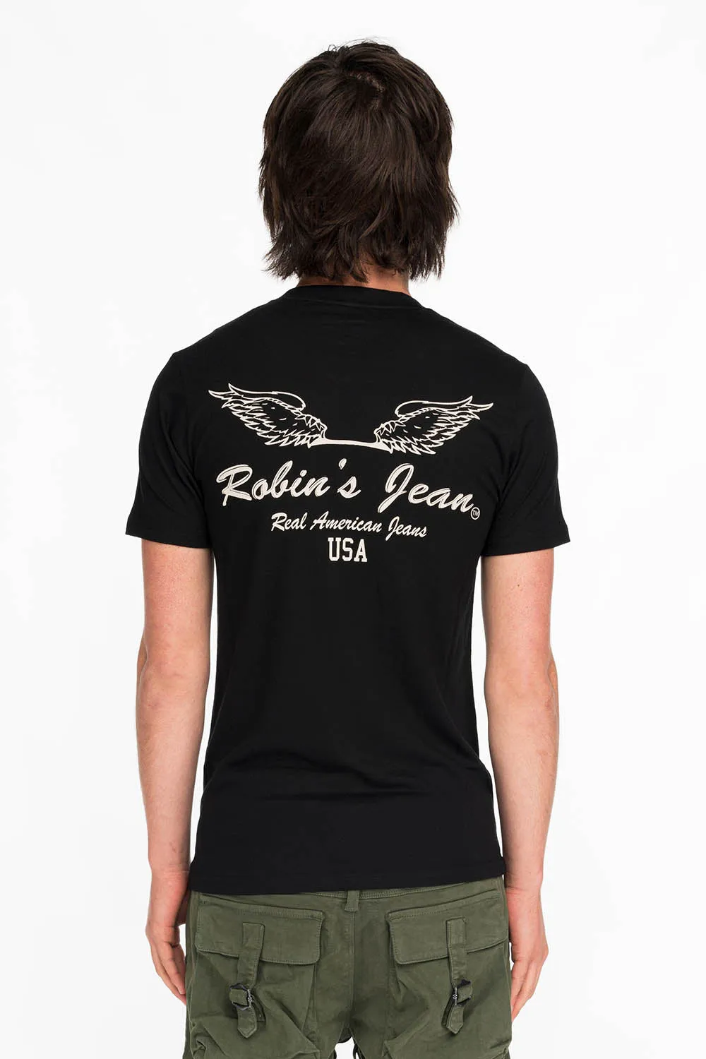 ROBIN WINGS TEE IN BLACK WHITE