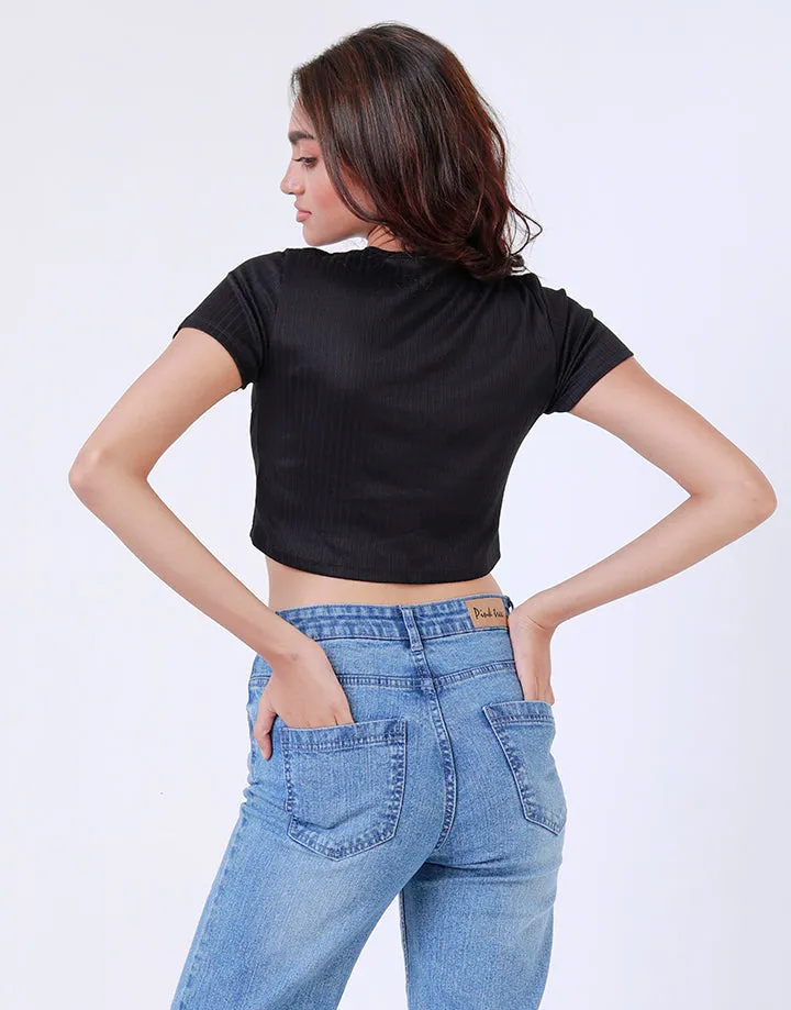 Ruched Drawstring V-Neck Crop Top