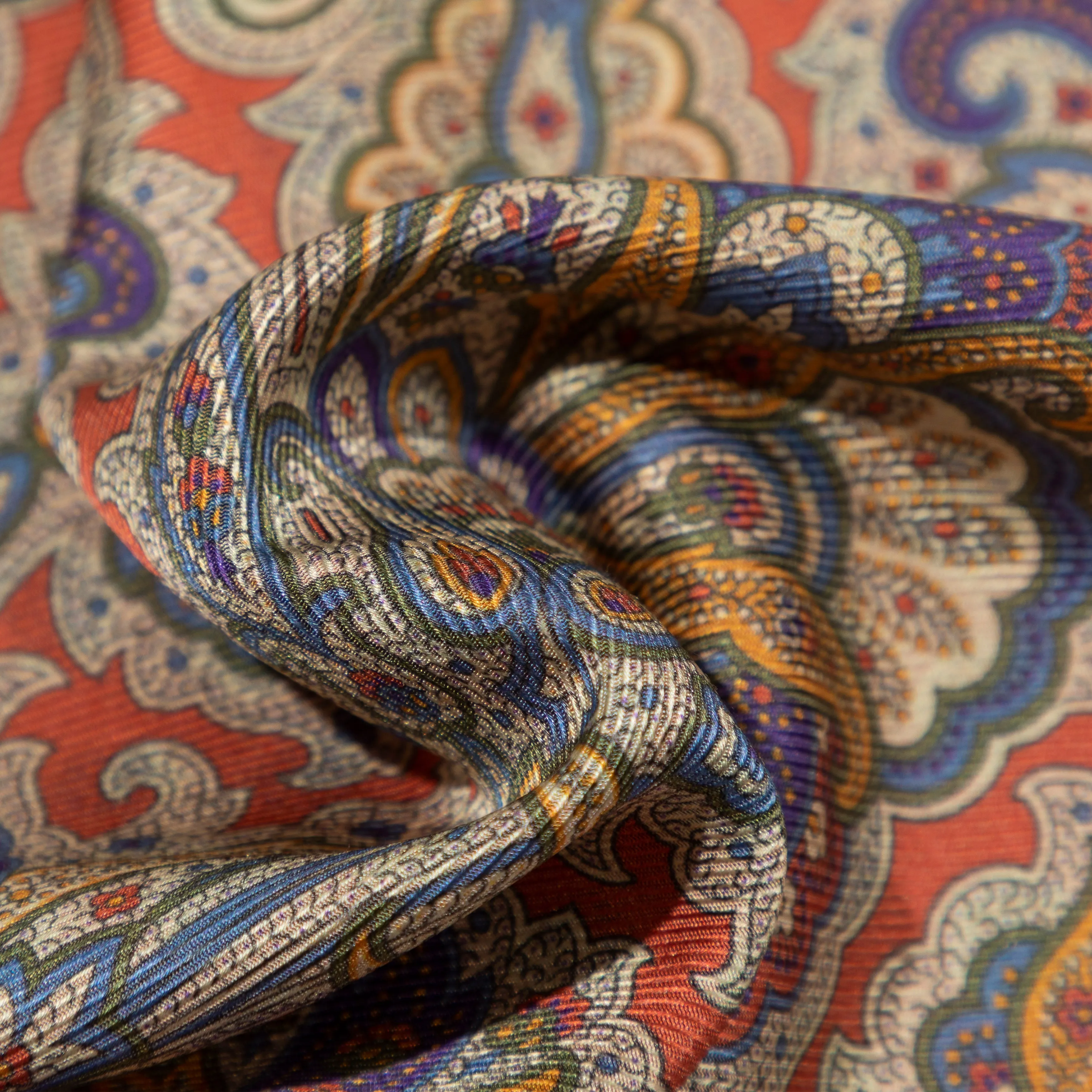 Silk Double-Sided Medallion/Paisley Print Pocket Square