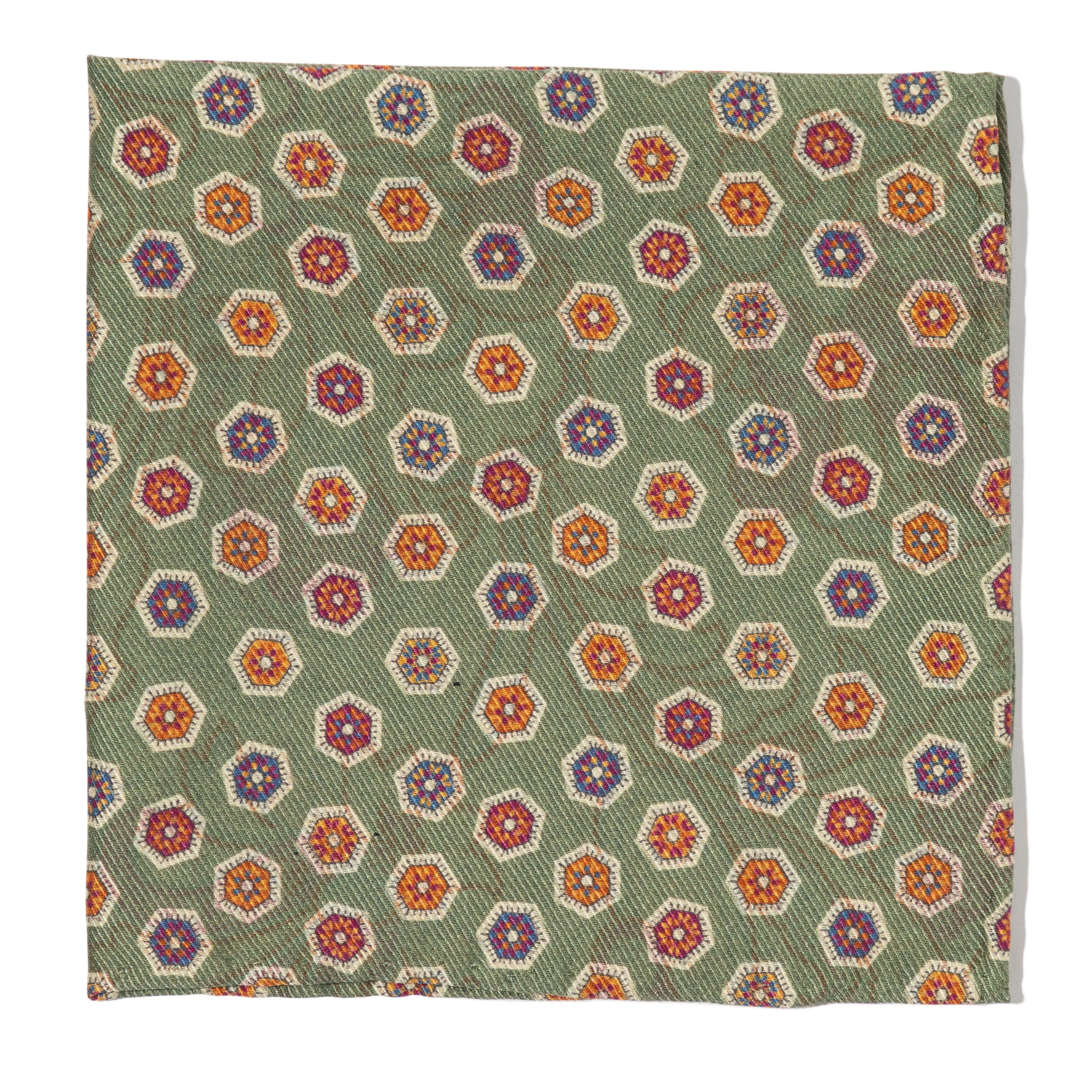 Silk Double-Sided Medallion/Paisley Print Pocket Square