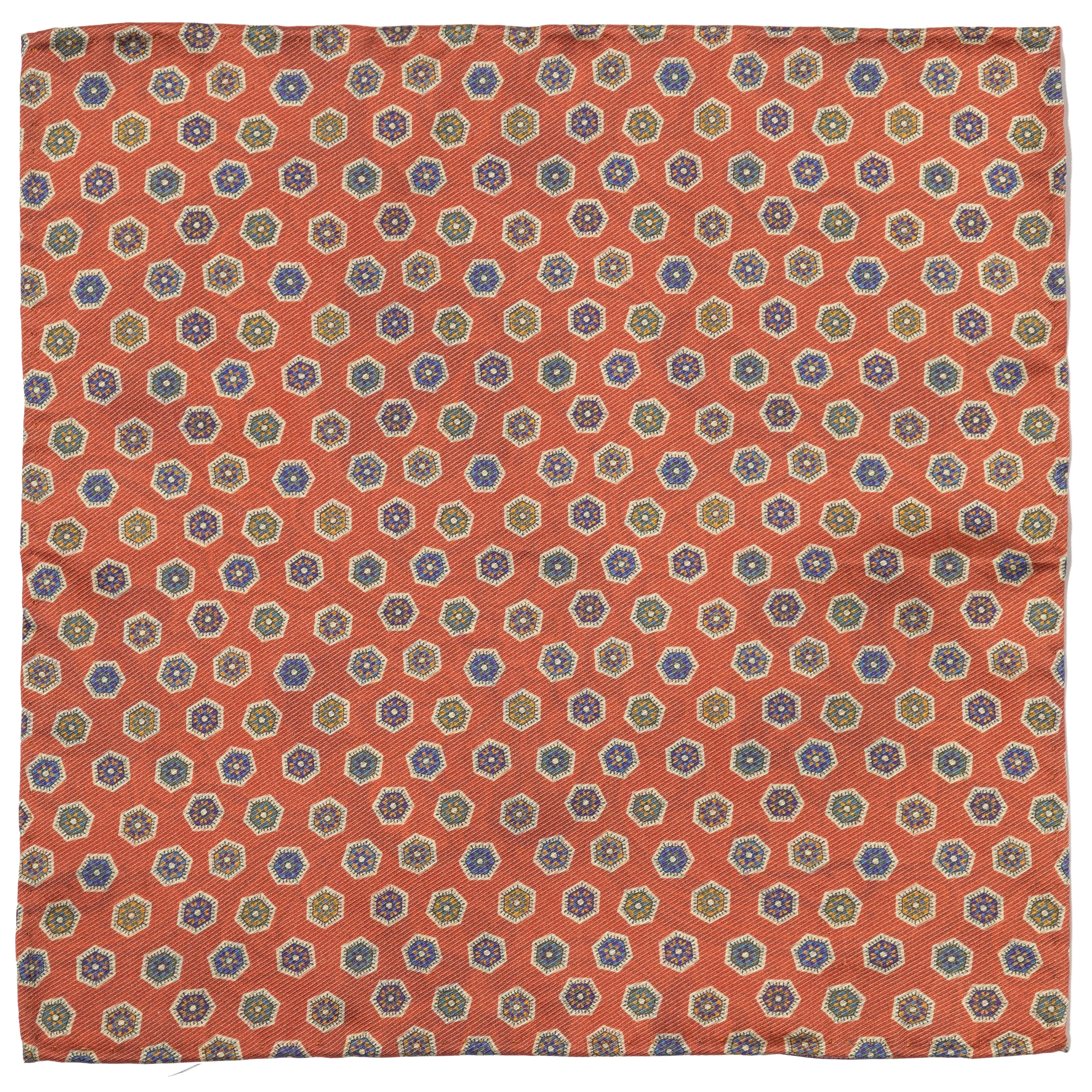 Silk Double-Sided Medallion/Paisley Print Pocket Square