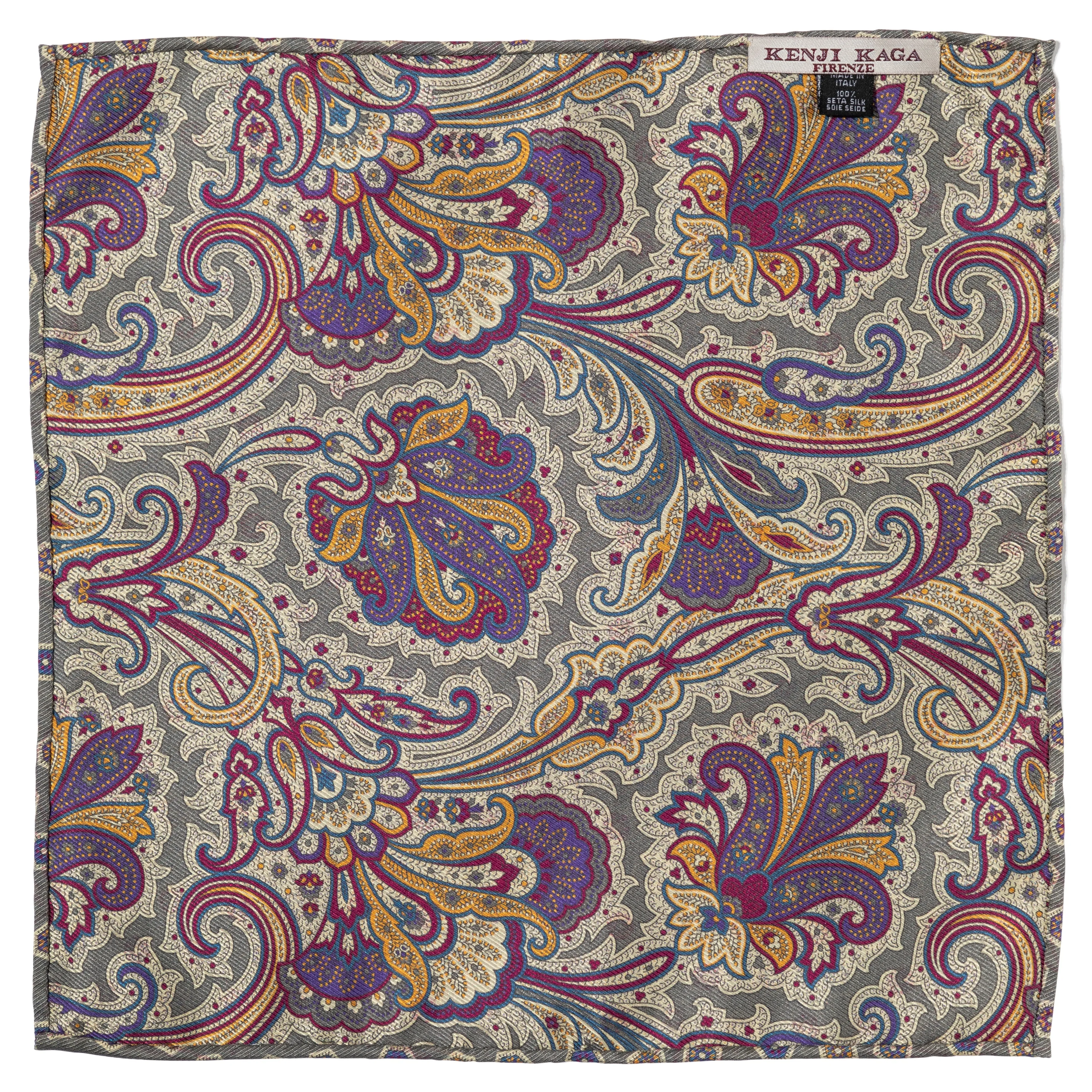 Silk Double-Sided Medallion/Paisley Print Pocket Square