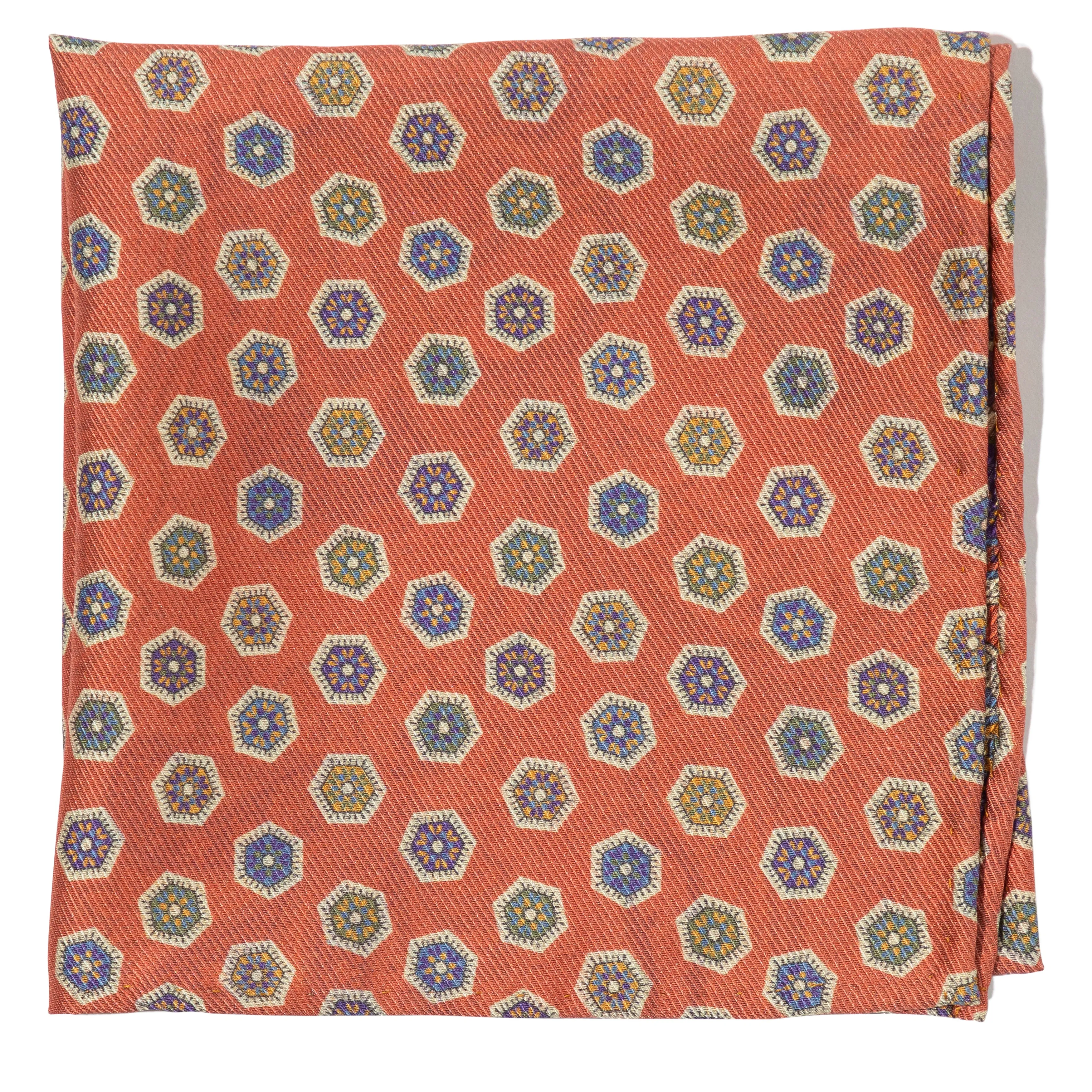 Silk Double-Sided Medallion/Paisley Print Pocket Square