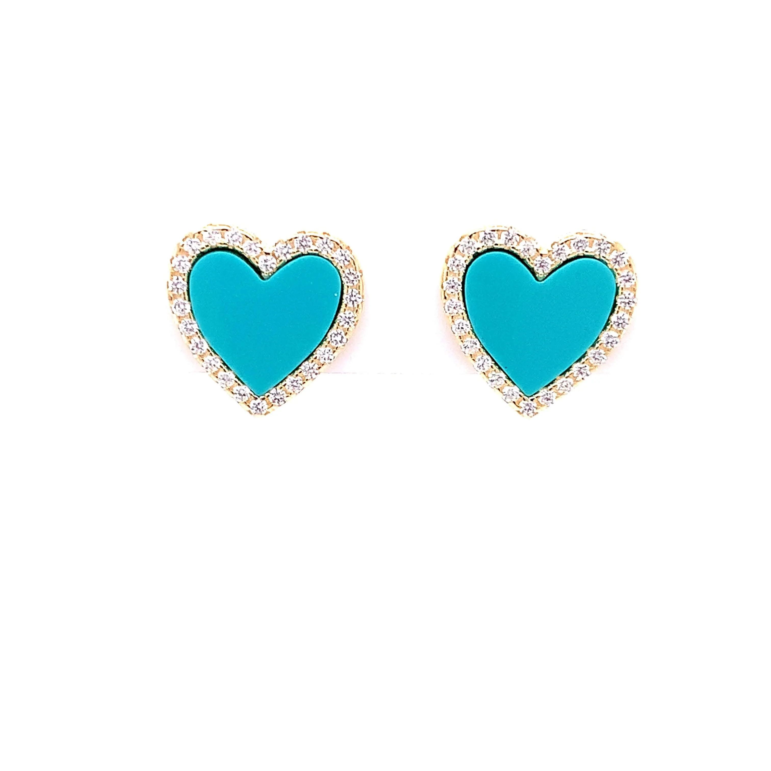 Small Heart Earrings with CZ Halo